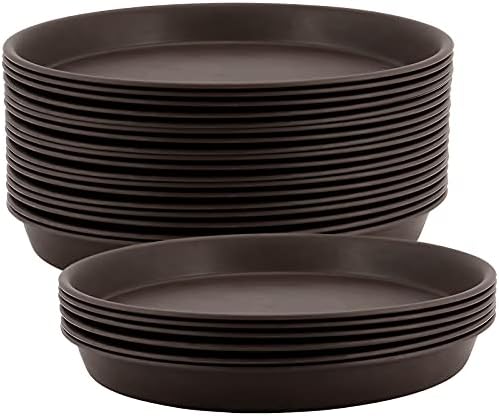 FUNSUEI LAUYUT 24 Pack 12 Inches Plant Saucer Drip Trays, Suit for Pots Less Than 10 Inches Bottom Diameter, Thick Brown Plastic Plant Trays, Round Plastic Drip Trays for Indoor and Outdoor Plants by FUNSUEI