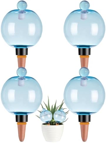 4 Pack Self Watering Globes 17oz Large Plant Watering Globes Top Fill, Self Water Planter Insert Indoor/Outdoor Plastic Water Bulbs Slow Release Terracotta for Plants, Blue by Unknown