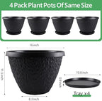 Nooulap 16 inch Plant Pots, Large Outdoor Planters, 4 Pack, Black - Image 2