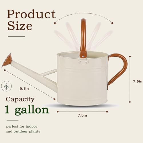 Metal Watering Can for Plants,Watering Cans for Outdoor&Indoor Gardening, Galvanized Steel Water Can with Removable Spout,Watering Pot with Ergonomic Movable Handle (Cream White) - Image 2