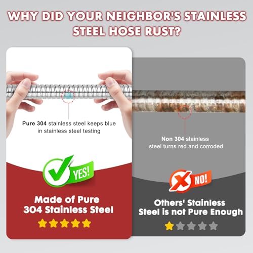 Stainless Steel Garden Hose 50ft, Heavy Duty Water Hose with 10 Functional Nozzles, No Kink, Lightweight and Flexible, Strong and Durable, Suitable for Outdoor,Yard and Lawn - Image 2