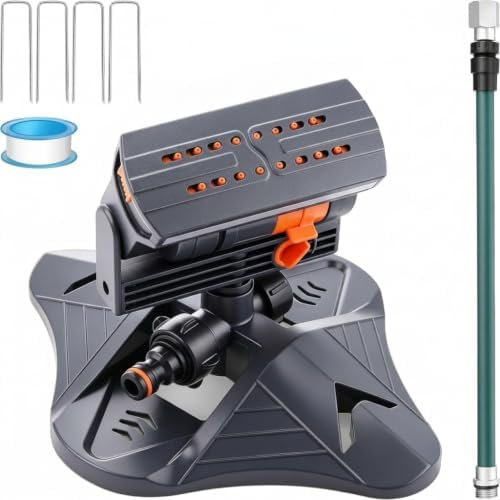 Oscillating Sprinkler with Adjustable Aluminum Riser 16 Nozzles by Unknown