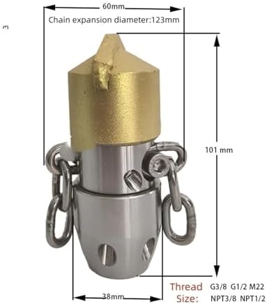 40L Sewer Pipe Blocked Drain Jetting Spray Nozzle High Pressure Rope & Chain Sling Rotating(WHITE) - Image 6