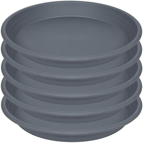 5 Pack of 14 inch Plant Saucer, Large Plant Tray, Heavy Sturdy Plant Drainage Tray for Indoors, Bird Bath Bowls, Sturdy Plastic Pot Tray for Planter (Gray) by Unknown