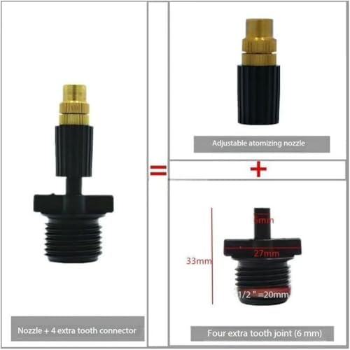 Adjustable Sprinkler with Micro Spray Mister Emitters, Copper Misting Nozzle Set for 4/7mm Hose Low Pressure Atomizing Sprayer 20pcs Brass Nozzle + 4 Points Extra Teeth - Image 2