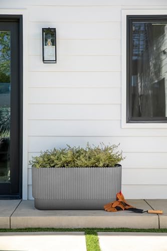 Veradek Demi Series Long Planter for Porch, Patio, Backyard | Durable Plastic-Concrete Material | Modern Décor for Shrubs, Flowers - Image 4