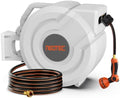 5/8 in 100ft Retractable Garden Hose Reel with Any-Length Lock Slow Auto Rewind Heavy Duty Water Hose Reel With 9-Pattern Nozzle 180° Swivel Bracket UV Resistant Wall Mounted Hose Reel for Outside by Unknown