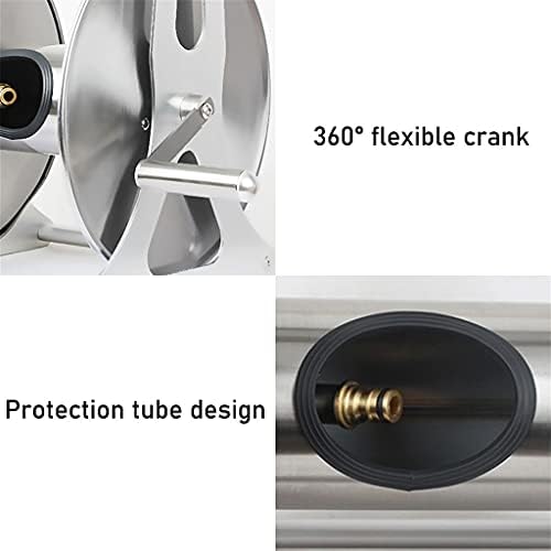 Stainless Steel Garden Hose Reel Cart with Cover & Hose for Household Car Washing - Wall-Mounted Watering Gun Organizer & Gardening Essentials - Image 4