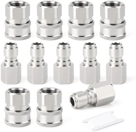 TAISHER 6PCS 304 Stainless Steel 3/8" Female NPT High Pressure Washer Quick Connect Coupler for Pressure Washing Gun Hose Accessories by TAISHER