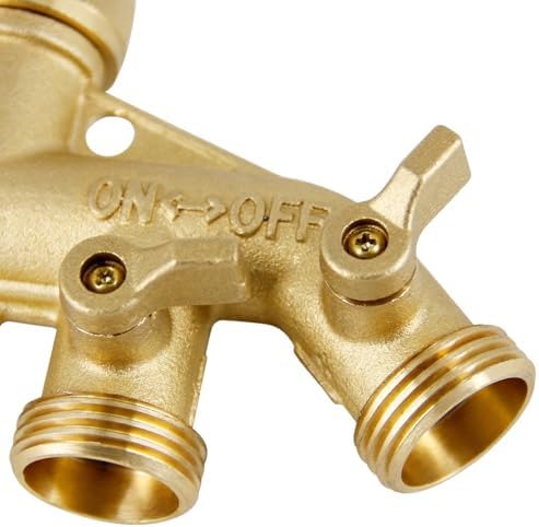Triumpeek 4 Way Brass Hose Splitter, Heavy Duty 4-Way Garden Hose Connector 3/4 Inch, Solid 4 way hose adapter (Pack of 2) - Image 3