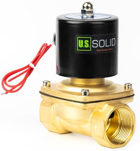 U.S. Solid 1-1/4 in Brass Electric Solenoid Valve, AC 110 V, Normally Closed, FKM Seal, 24 Cv, Semi-Direct, for Air Gas Fuel and Oil by USSolid