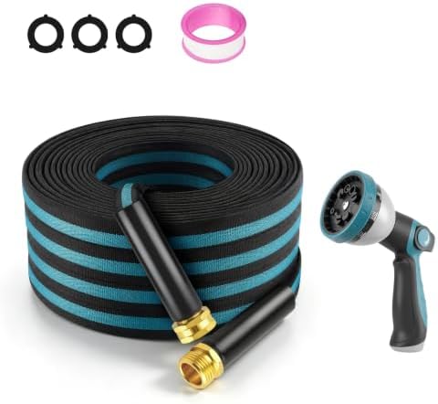 Lightweight Garden Hose 50ft, Flexible Water Hose with 10-Function Nozzle by VonLux