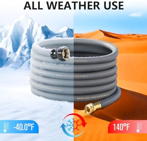 Garden Hose 5/8"x 75ft Brass Rubber Heavy Duty Water Hose 600 PSI Grey - Image 5