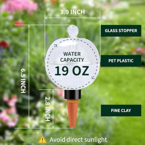 Soilagua 19 oz Up to 2 Weeks Extra Large Plant Watering Globes, 4 Pack - Image 2