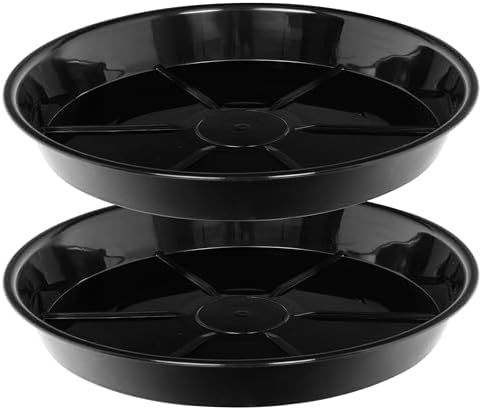 2 Pack Plant Saucer Drip Tray 19 inch, Large Heavy Sturdy Plastic Planter Flower Pot Saucers for Indoor Outdoor Garden, Plant Water Drip Trays for pots (19" 2Pack, Black) by Afrine
