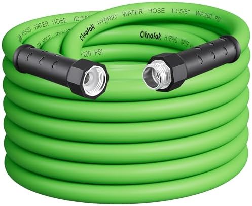 Rubber Garden Hose 50 ft, 5/8" Lightweight Water Hose, Aluminum Fittings by otnofok