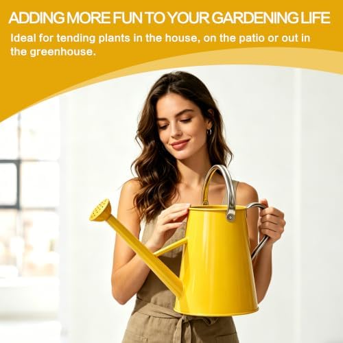 1.5 Gallon Metal Watering Can for Outdoor Plants, Watering Can, Yellow - Image 7