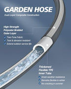 Lightweight Flat Garden Hose 100FT, Flexible Water Hose with Shutoff Valve, TPE Inner Tube, 3/4" Metal Fittings, Practical Dark Finish for Garden, Yard and Outdoor Cleaning - Image 3