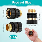 Quick Connect Hose Fittings Male and Female Set, 3/4 Inch Aluminum Garden Hose Fitting Quick Connector with Rubberized Grips, Water Hose Connector for Garden (6 Set) - Image 2