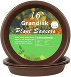 TITE Plant Saucer 16 inch,Heavy Large Planter Durable Thicker Plastic Plant Trays for Indoors and Outdoor,Plant Saucer Drip Trays,Brown (16 inch,Brown) Pack of 3 by Grandisk