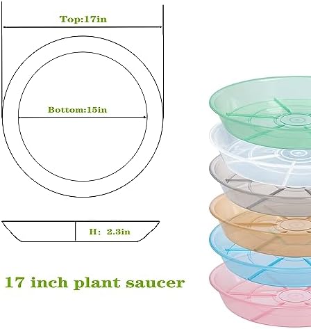 2 Pack Plant Saucer Drip Tray 17 inch, Large Heavy Sturdy Plastic Planter Flower Pot Saucers for Indoor Outdoor Garden, Plant Water Drip Trays for pots (17" 2Pack, Clear) - Image 2
