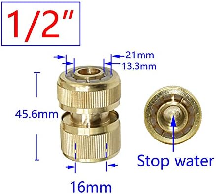 Hose Connector Adapter Brass 1/2 Inch 3/8 Inch 5/8 Inch 3/4 Inch Garden Hose Quick Coupling Copper Water Stop Connector 16mm 20mm Irrigation Hose Adapter 5pc (Color : 1I2 Waterstop) - Image 2