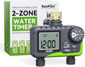 RAINPOINT Sprinkler Timer, 2 Outlets Hose Timer with Brass Inlet with Rain Delay/Manual/Automatic Controller System, Programmable Digital for Lawn Yard (Green, 2 outlets) by RainPoint