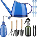 Indoor Plant Watering Can Set, 13 Pcs Garden Set with 47 oz Long Spout Can, Spray Mister, Squeeze Bottle, 6 Self Watering Globes, Gardening Tools & Pruning Scissors for Plants(Blue) by Ferrochef
