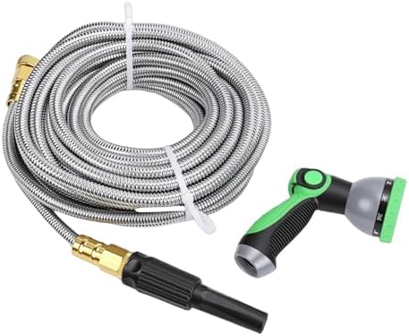 Focket Garden Hose Nozzle, 50ft Adjustable Rustproof Stainless Steel Heavy Duty Garden Hose Sprayer, Water Nozzle with Multi Pattern Spray for Yard Lawn Car Washing Cleaning - Image 2