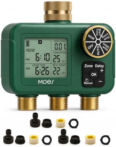 MOES 3-Zone Water Timer for Garden Lawn Hose, Brass 3/4 Inlet & Outlets by MOES