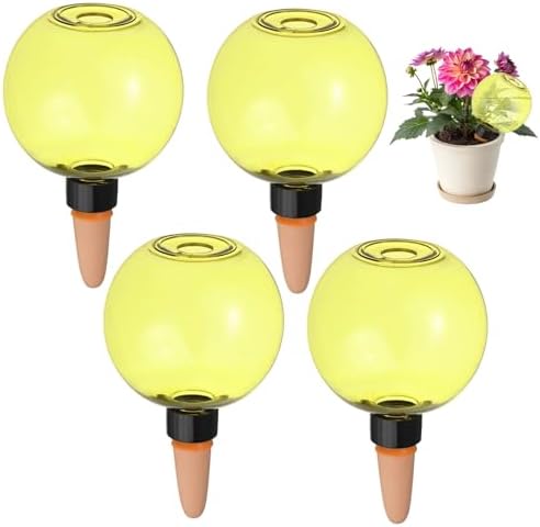 M METERXITY 4-Pack Plant Self Watering Globes, 6.7 oz Plastic Bubble Water Bulbs Top Fill for Indoor/Outdoor Plants, Self Watering Spikes Slow Release Terracotta [Yellow] by MMETERXITY