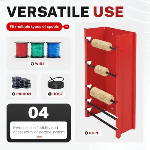 Wall-Mounted Wire Spool Holder, 5-Rod Steel Storage & Display Rack - Image 5