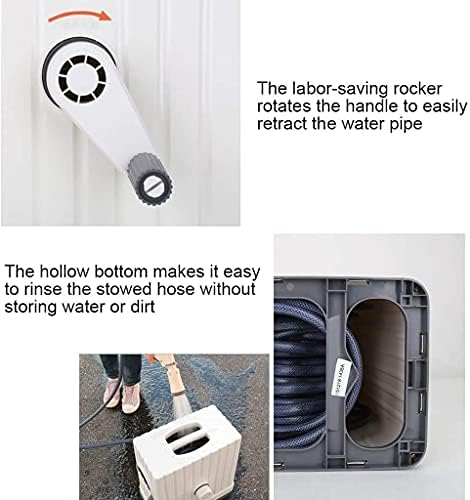 Resin Outdoor Water Pipe Car Wash Water Gun, Hidden Hose with Cover, Durable Hose Storage Reel with Crank, Waterproof Connection Cover,White,20 Meters (65.6ft) - Image 3
