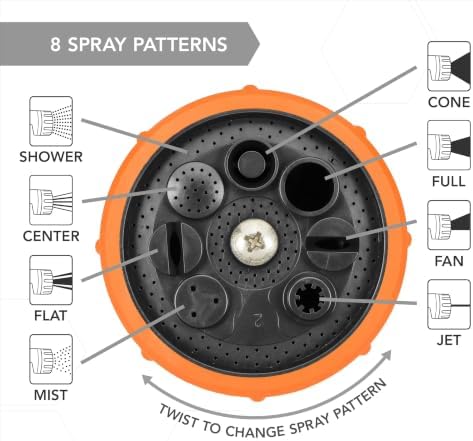 fireman hose nozzle 8 pattern, heavy duty fireman watering sprayer, 8 spray pattern garden nozzle, leakproof yard plant water nozzle, car wash fire style spray nozzle - Image 3