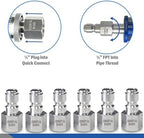 Essential Washer Stainless Steel ¼” Plug Female NPT | Pressure Washer Quick Connect Fittings | 5000 PSI | Set Of 6 - Image 4
