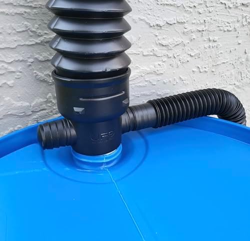 UFO Rain Barrel 4" Mini Docking Diverter with Overflow Hose for Poly Drums (Black) - Image 4
