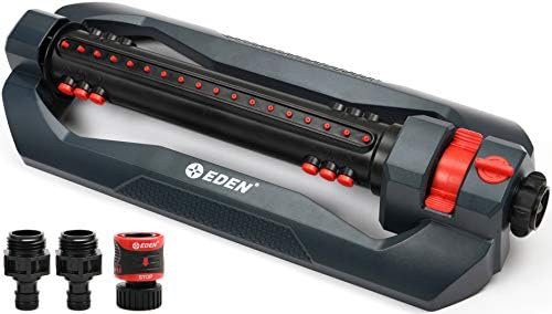 Eden 94112 3-Way Turbo Oscillating Sprinkler for Large Yard and Lawn W/Quick Connect Starter Set, Covers up to 4,300 sq. ft by EDEN