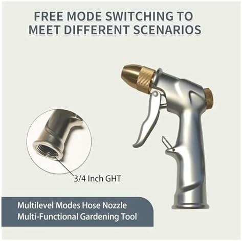 High Pressure Water Spray Sprayer, Heavy-Duty Metal Garden Hose Nozzle With Brass Connector For Plants And Lawn Cleaning Nozzles - Image 2