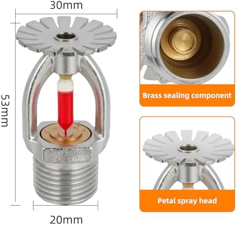 5Pc Fire Sprinkler Head Pendent Type, 155℉ Fire Sprinkler Heads 1/2" Inch Thread 68°C Quick Response Water Spray Down 1/2" NPT for Home/Commericial/Workshop/Residential Building (Pendent Type) - Image 6