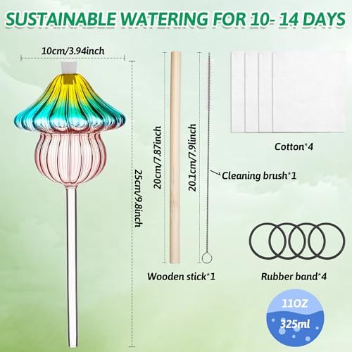 11 oz Large Plant Watering Globes 4 Pack Glass Self Watering Globes - Image 2