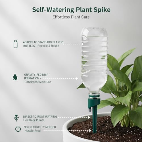 Resin Self-Watering Plant Spike for Standard Plastic Bottles, Gravity-Fed Drip Irrigation Adapter for Indoor & Outdoor Potted Plants, Green - Image 5