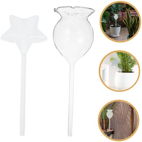 Abaodam 2pcs Self-Watering Spikes for Indoor Plants, Glass Automatic Watering Device with Rose and Star Design, Garden Plant Drip Irrigation Tool for Potted Flowers and Greenhouse Use - Image 7