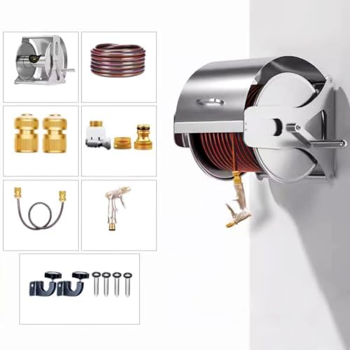 Metal Hose Organizer Wall-Mounted High-Pressure Tap Gun Head, Stainless Steel, Flip Cover for Garden Hose, Max Capacity 60m, Durable Household Watering Solution - Image 3