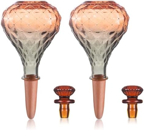 12 oz Plant Watering Globes, Red Glass Self Watering Bulbs Top Fill with Terracotta Spikes Stake, Self Watering Planter Insert Vacation Automatic Plant Waterer Device for Indoor & Outdoor 2Pack by Unknown