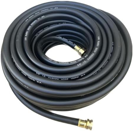 100 ft x 5/8" Hybrid Garden Hose Black Rubber Water Hose Female 3/4" Brass Fits - Image 2