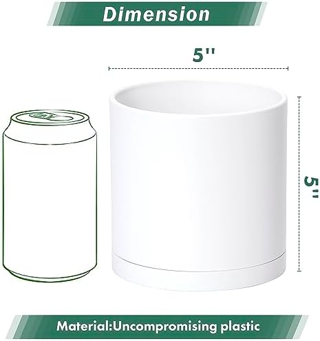 D'vine Dev 4-Pack White Plastic Planters with Saucers, 5 in, 74-Z-G-2 - Image 2