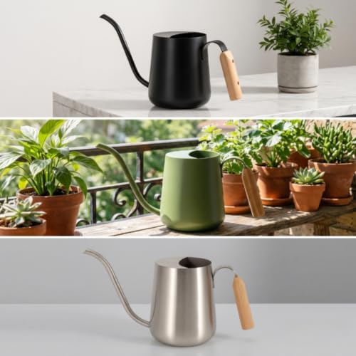 Comfortable Long-Spout Watering Can, Brushed Stainless Steel - Image 4