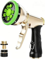 High Pressure Hose Sprayer - Heavy Duty Metal Garden Hose Nozzle with 9 Adjustable Spray Patterns, Water Spray Nozzle for Watering Plants, Lawn Care, Car Wash & Pet Cleaning (green) by Livoanah