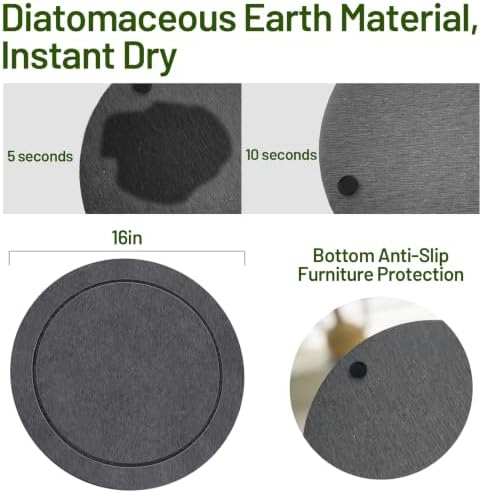 MUDEELA Diatomaceous Earth Instant Drying Plant Saucers, 16 Inches, 1 Pack - Image 2