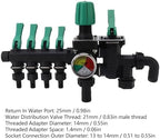 Tyenaza 4 Way Hose Manifold, Spigot Splitter Separate Switch Multifunction Easy Installation Anti Rust for Farm Garden with Pressure Gauge - Image 2